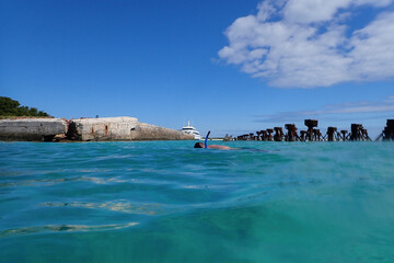 Man snorkeling in the ocean
