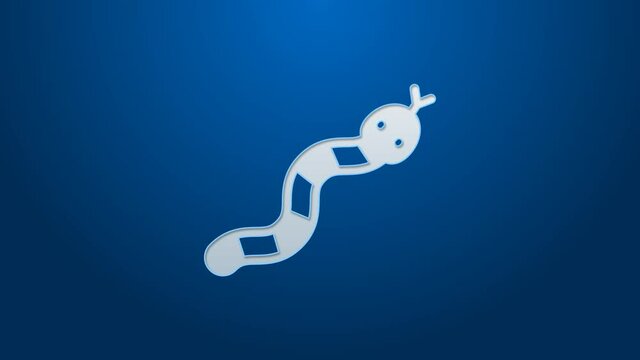 White line Snake icon isolated on blue background. 4K Video motion graphic animation