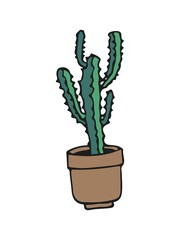 doodle illustration cactus on white. Colorful doodle illustration cactus in modern style on white background.