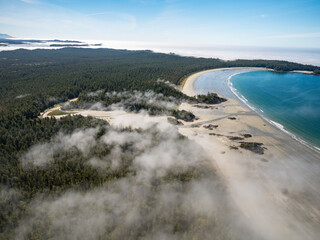 Fototapeta premium Stock Aerial Photo of Vargas Island Tofino Area Vancouver Island BC, Canada