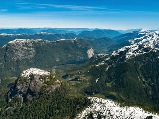 Fototapeta premium Stock Aerial Photo of Logging on Vancouver Island BC, Canada