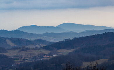 Panorama of the Sudetes from Rudawy Janowickie Mountains - Poland