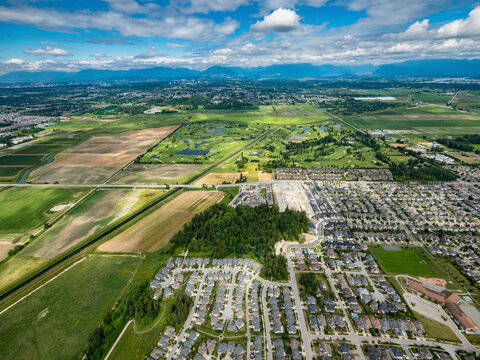 Stock Aerial Photo of Agricultural Farmland Cloverdale Surrey BC  , Canada