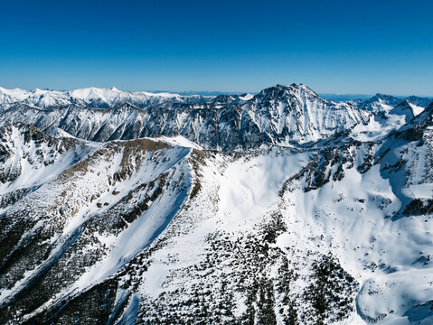 Stock Aerial Photo of Mountainous Terrain of Stein Valley Provincial Park, Canada