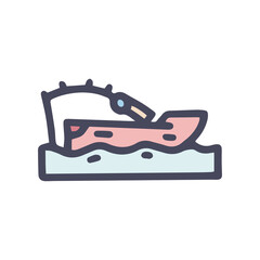 boat fishing color vector doodle simple icon