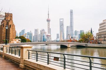 Obraz premium Lujiazui Oriental Pearl Tower, Shanghai Bund