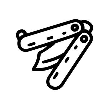 black and white folding knife icon clip art preview