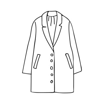 recommend clip art: Woman coat doodle illustration in vector. Hand drawn coat vector illustration