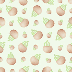 Watercolor Decorative Plants Seamless Pattern