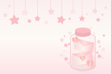 pastel paper heart happy valentine day template card 