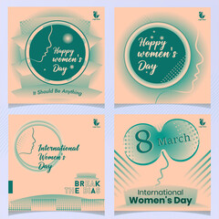 Social Media post template. International Women's Day banner design. A Set of social media template with pink feminine design. A good template for online advertising template vector artwork.