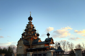 Wooden church in Upper Sanarka. Russia