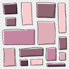 Set of hand drawn sketched frames. Grunge and hand drawn rectangle frames. Vector illustration