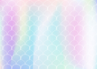 Mermaid scales background with holographic gradient.