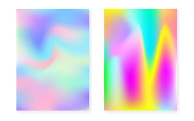 Fototapeta premium Holographic cover set with hologram gradient background.