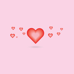 red hearts Romantic pink background vector valentines day.