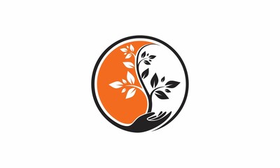 leaf yin yang logo vector