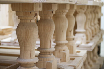 Fototapeta premium Wooden pillars in perspective