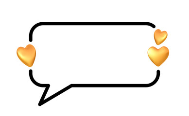 Black speech bubble with yellow hearts.