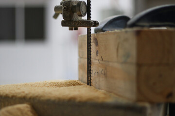 Factory saw cutting wood