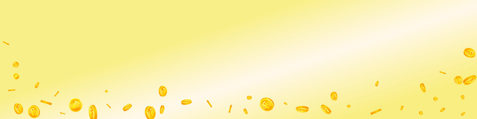 Swiss franc coins falling. Breathtaking scattered CHF coins. Switzerland money. Worthy jackpot, wealth or success concept. Vector illustration.