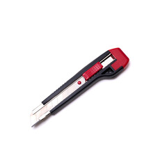 utility knife with red handle isolated on white background