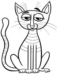 cartoon tabby cat animal character coloring book page