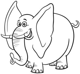 cartoon elephant comic animal character coloring book page