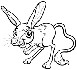 Fototapeta na wymiar cartoon jerboa animal character coloring book page