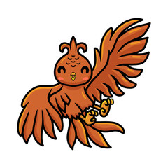 Cute little phoenix cartoon flying