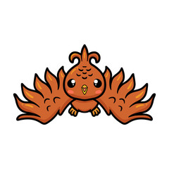 Cute little phoenix cartoon flying