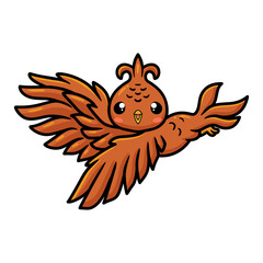Cute little phoenix cartoon flying