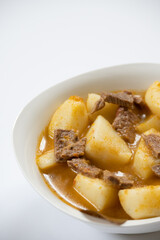 Vertical plane of Spanish potato stew dish