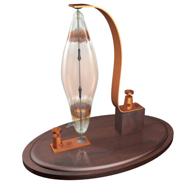 Joseph Wilson Swan Light Bulb, 3D Rendering Illustration of a Prototype of Light Bulb designed and built by Sir Joseph Wilson Swan patented in England 1878,