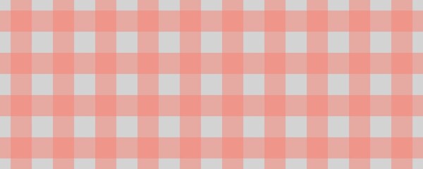 Banner, plaid pattern. Light grey on Salmon color. Tablecloth pattern. Texture. Seamless classic pattern background.