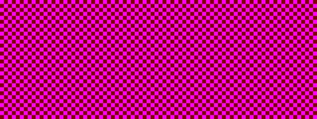 Checkerboard banner. Maroon and Magenta colors of checkerboard. Small squares, small cells. Chessboard, checkerboard texture. Squares pattern. Background.