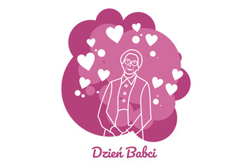 Translation: Grandma's Day. Happy Grandma's Day of Poland vector illustration. Suitable for greeting card, poster and banner.