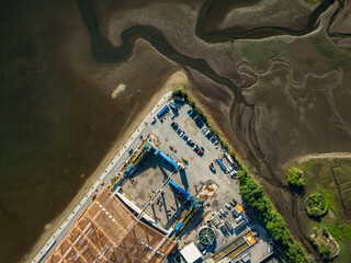 Stock Aerial Photo of Pacific Coast Terminals Sulphur Facility Port Moody BC, Canada