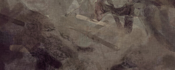 Vintage abstract brush painting background on canvas
