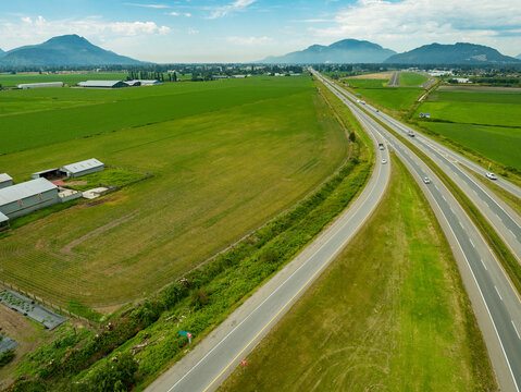 Stock Aerial Photo of Highway One and Chilliwack Airport  , Canada