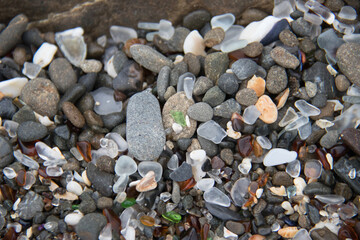 stones and glass on the beach