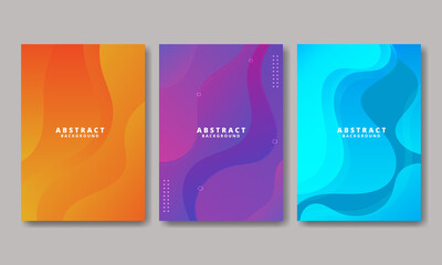 Set Design Cover Template with Colorful liquid effect. Modern background design. gradient color. Dynamic Waves. Fluid shapes composition. Fit for website, banners, wallpapers, brochure, posters