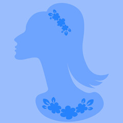 an elegant female head in profile with jewelry - a banner for advertising jewelry or a postcard. Design element