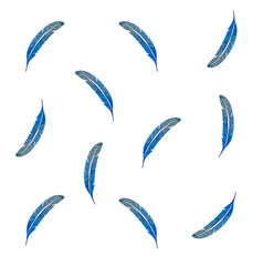 Feather pattern painted in watercolor on a white background.
