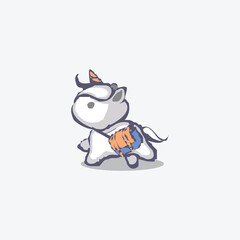 Cute Unicorn Logo Design Vector for Kids and Baby Shop in Cartoon