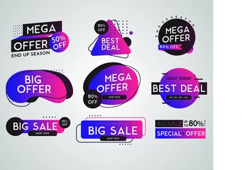 Purple Gradient Sale offers a badge. sale discount banner badge. hot sales Offer vector illustration