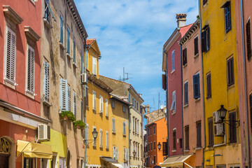 Colorful street in Rovinj, Croatia