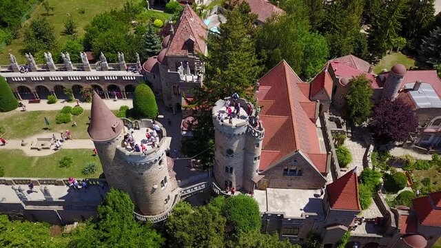 Cinematic aerial drone footage of the The Bory-castle in Székesfehérvár Hungary