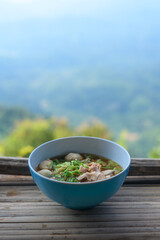 Noodles with pork with soup in Thai style.