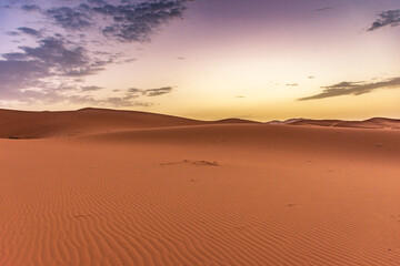 Dawn in the dunes of the Erg Chebbi, Sahara Desert, Morocco